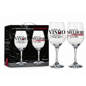 Conj 02 Taças Vinho Vidro- Um bom vinho não precisa ser caro